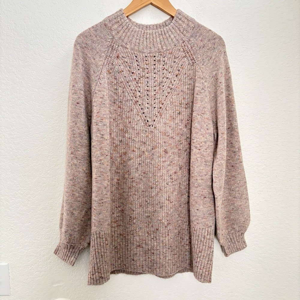 NEW Lauren Conrad Pullover Sweater Large Pink Wool Blend Cozy Oversized